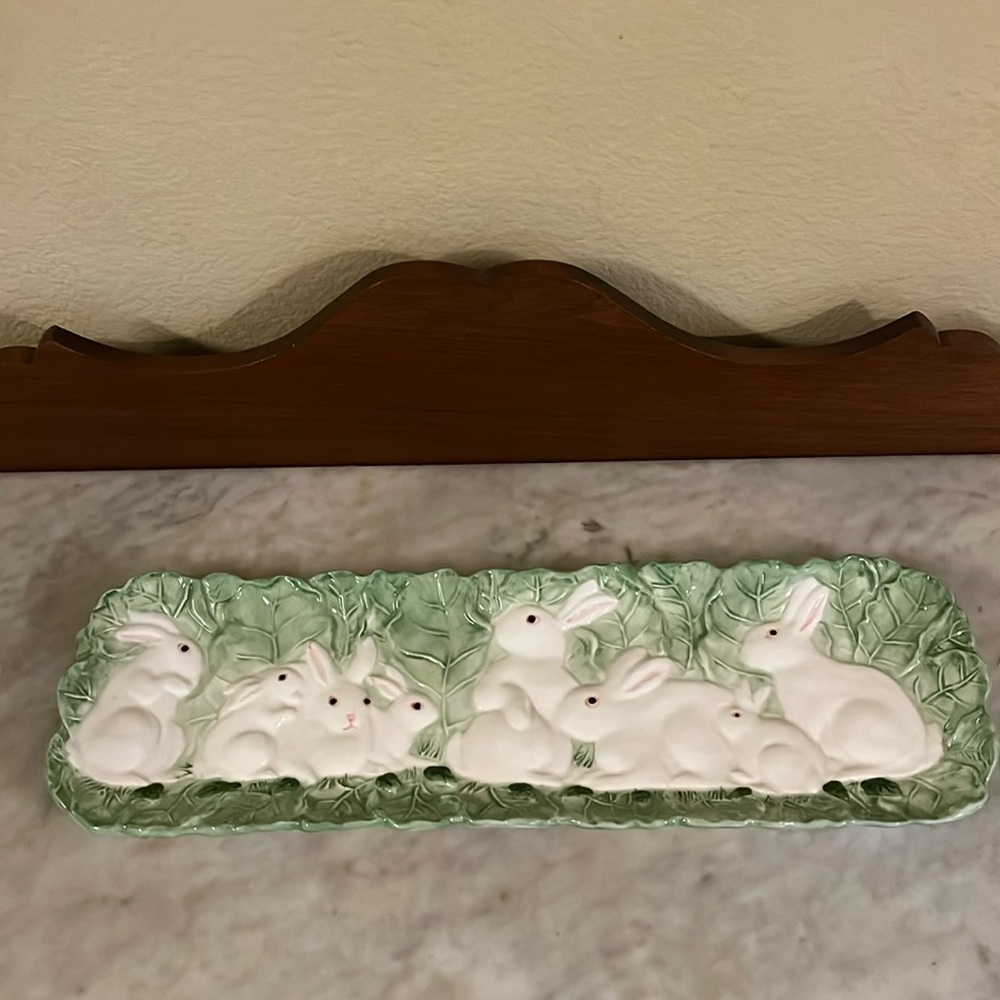 Vintage-Garden Ridge Pottery-Ceramic Bunny Platter-19” X 6”